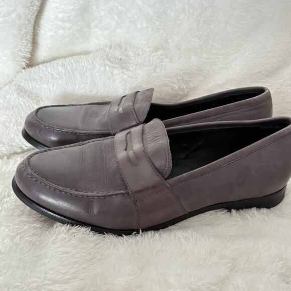Calvin Klein Mens Loafers 10.5 Gray Leather Dress Shoes Career Work main image 7